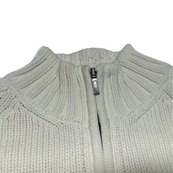 Land’s End White Knit Zip Up Sweater Cardigan Jumper Large - Picture 2 of 11